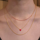 Noellery Red Heart Enamel Necklace